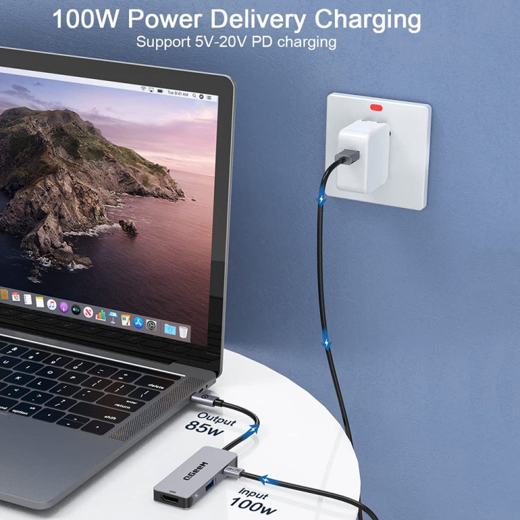 QGeeM UH03-1 USB3.0 estación de acoplamiento multifuncional tipo C PD100W HUB, UH03-1 (3 in 1)