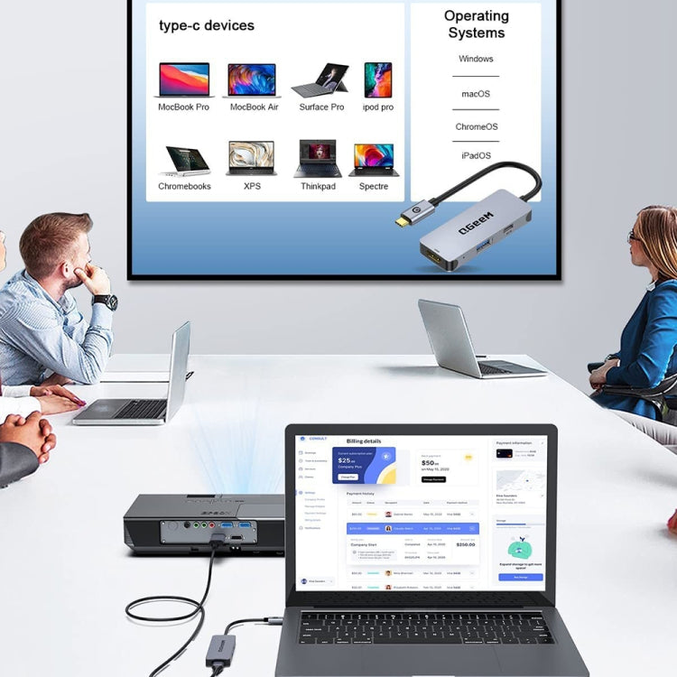 QGeeM UH03-1 USB3.0 estación de acoplamiento multifuncional tipo C PD100W HUB, UH03-1 (3 in 1)