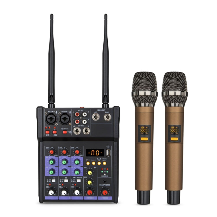 G4-M1 Mezclador de 4 vías con dispositivo de efecto de micrófono inalámbrico Mezclador Bluetooth de grabación K Aong pequeño, 4-way