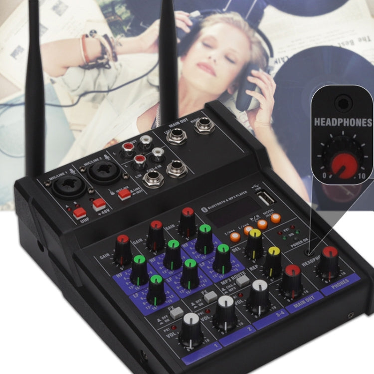 G4-M1 Mezclador de 4 vías con dispositivo de efecto de micrófono inalámbrico Mezclador Bluetooth de grabación K Aong pequeño, 4-way