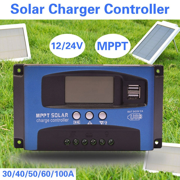 Controlador de carga solar YCX-003 30-100A con pantalla LED y cargador MPPT inteligente con puerto USB dual, 12/24V 30A, 12/24V 40A, 12/24V 50A, 12/24V 60A, 12/24V 100A, 12/24/36/48/60V 40A, 12/24/36/48/60V 100A, 12/24/36/48/60V Wifi 40A               ...