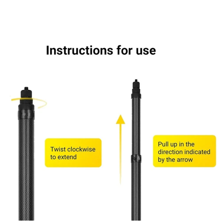 Palo Selfie Invisible Monopod extendido de fibra de carbono para cámara deportiva Insta360 / DJI Action / GoPro / Xiao Yi, 1.5m, 3m, 5m