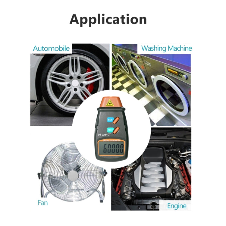 Tacómetro láser de tacómetro de engranaje de motor portátil de mano DT2234C +, DT2234C+