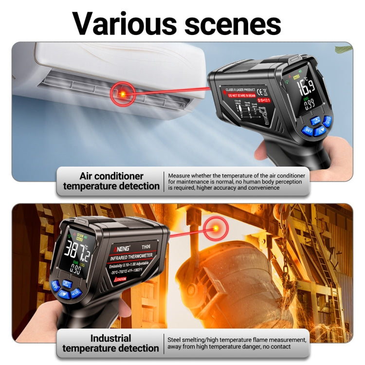 ANENG TH06 Temperatura del aceite Termómetro de alta precisión Termómetro de agua infrarrojo para hornear con láser, TH06 Orange, TH06 Black