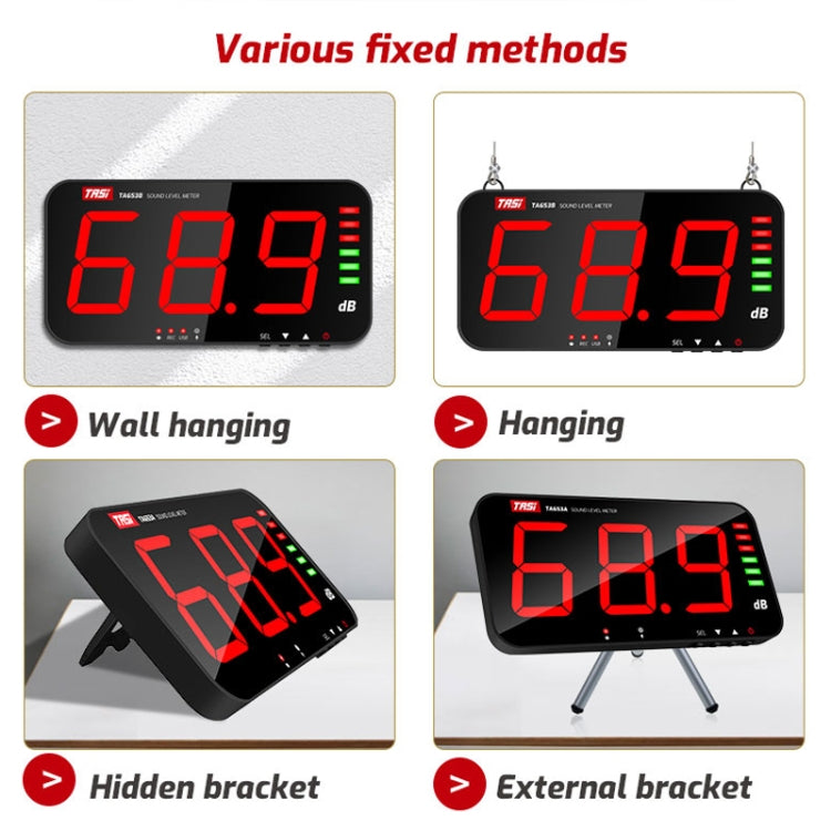 Detector de decibelios de medidor de ruido montado en la pared de pantalla grande, TA653A, TA654A