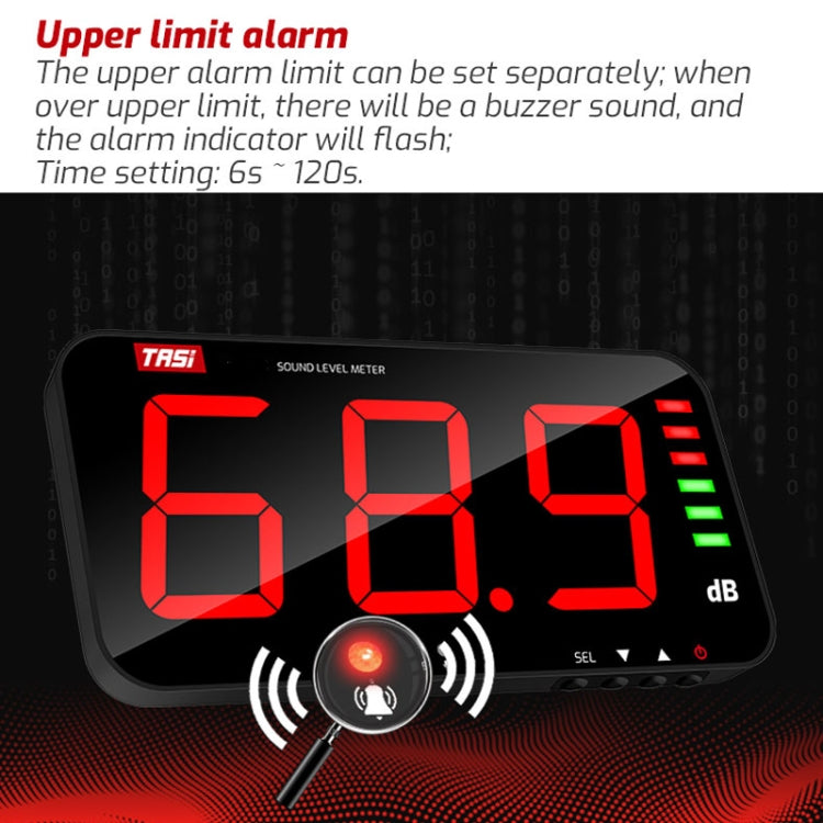 Detector de decibelios de medidor de ruido montado en la pared de pantalla grande, TA653A, TA654A
