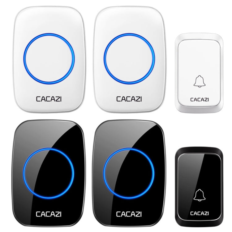 CACAZI A06-DC 1 a 2 Batería Smart Home Timbre inalámbrico a prueba de agua, 1 to 2 (White), 1 to 2 (Black)