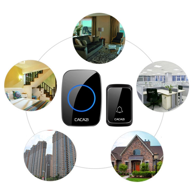 CACAZI A06-DC 1 a 2 Batería Smart Home Timbre inalámbrico a prueba de agua, 1 to 2 (White), 1 to 2 (Black)