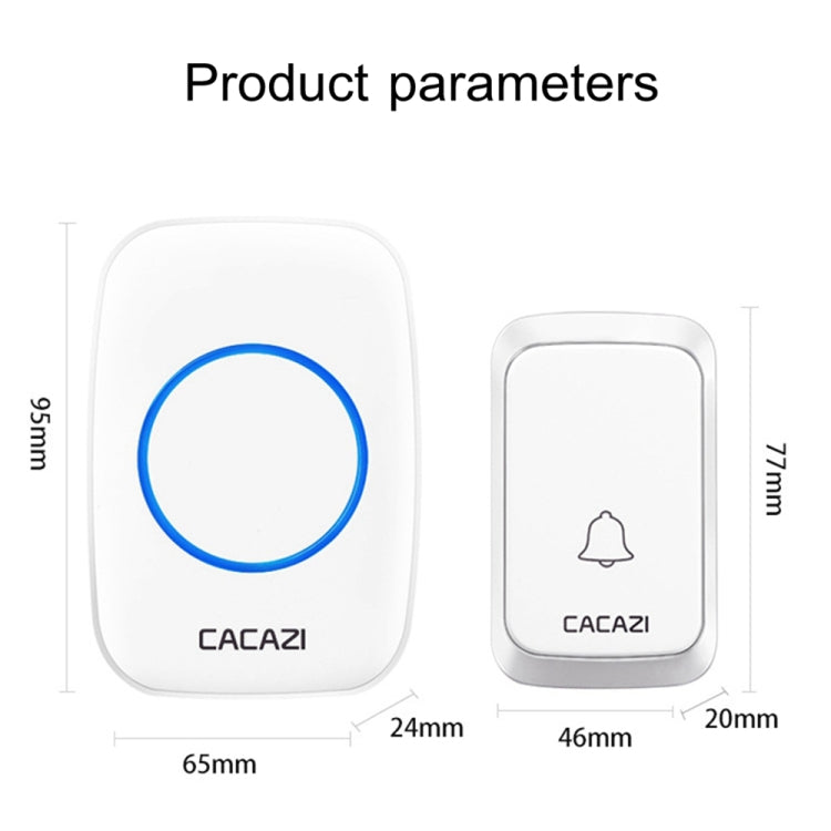 CACAZI A06-DC 1 a 2 Batería Smart Home Timbre inalámbrico a prueba de agua, 1 to 2 (White), 1 to 2 (Black)