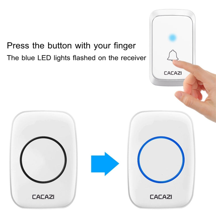 CACAZI A06-DC 1 a 2 Batería Smart Home Timbre inalámbrico a prueba de agua, 1 to 2 (White), 1 to 2 (Black)