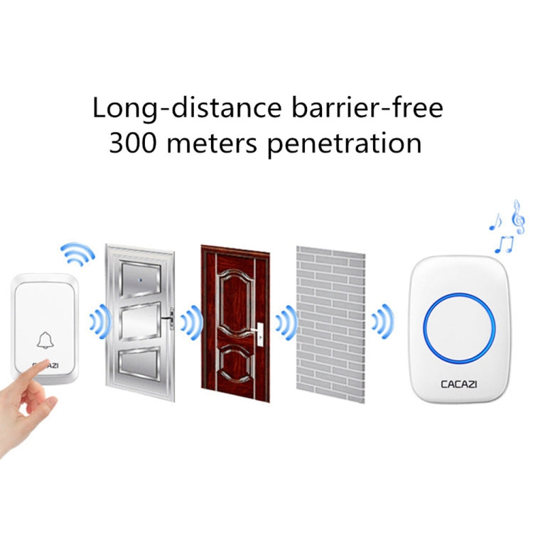 CACAZI A06-DC 1 a 2 Batería Smart Home Timbre inalámbrico a prueba de agua, 1 to 2 (White), 1 to 2 (Black)
