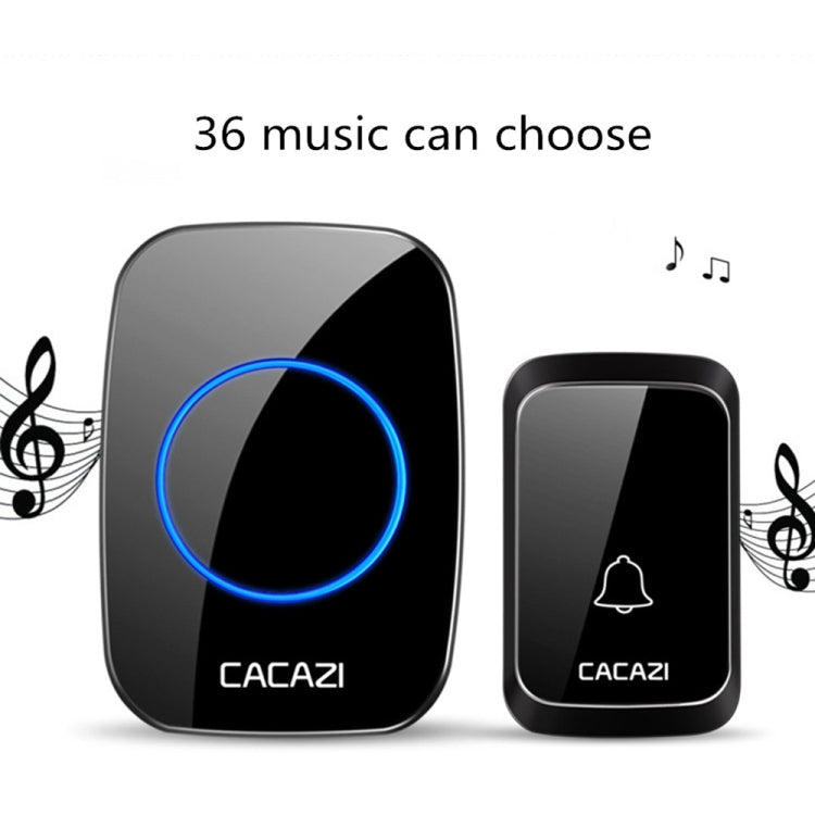 CACAZI A06-DC 1 a 2 Batería Smart Home Timbre inalámbrico a prueba de agua, 1 to 2 (White), 1 to 2 (Black)