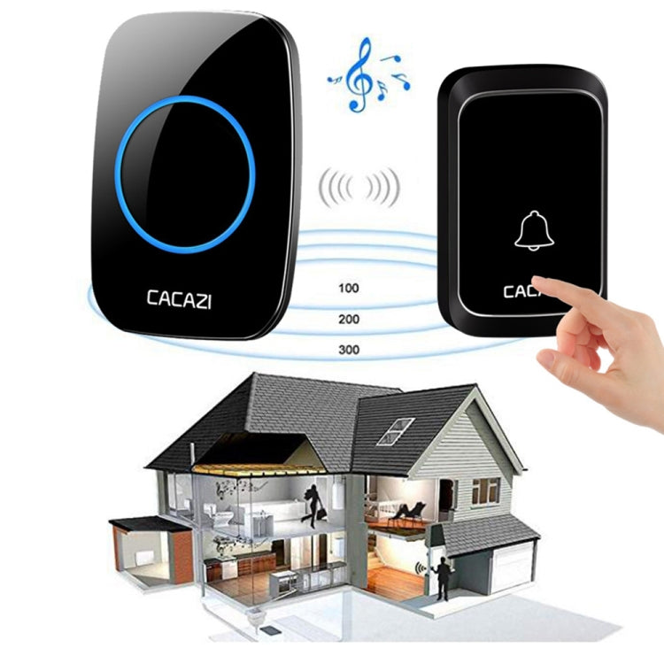 CACAZI A06-DC 1 a 2 Batería Smart Home Timbre inalámbrico a prueba de agua, 1 to 2 (White), 1 to 2 (Black)
