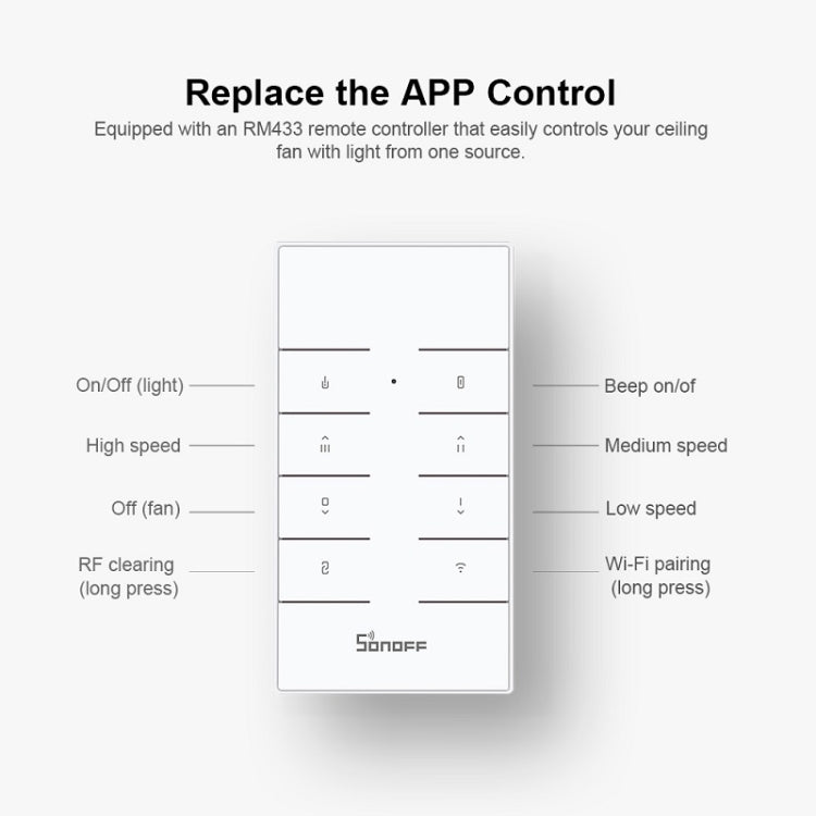 SONOFF APP Control remoto Ventilador inteligente Interruptor de luz Soporte Tmall Genie