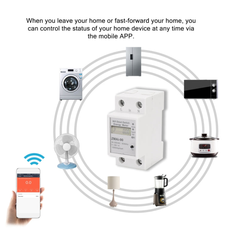 ZMAi-90 Wifi Smart Switch Medidor de energía Soporte Tuya Smart Life APP Funciona con Alexa Google, ZMAi-90