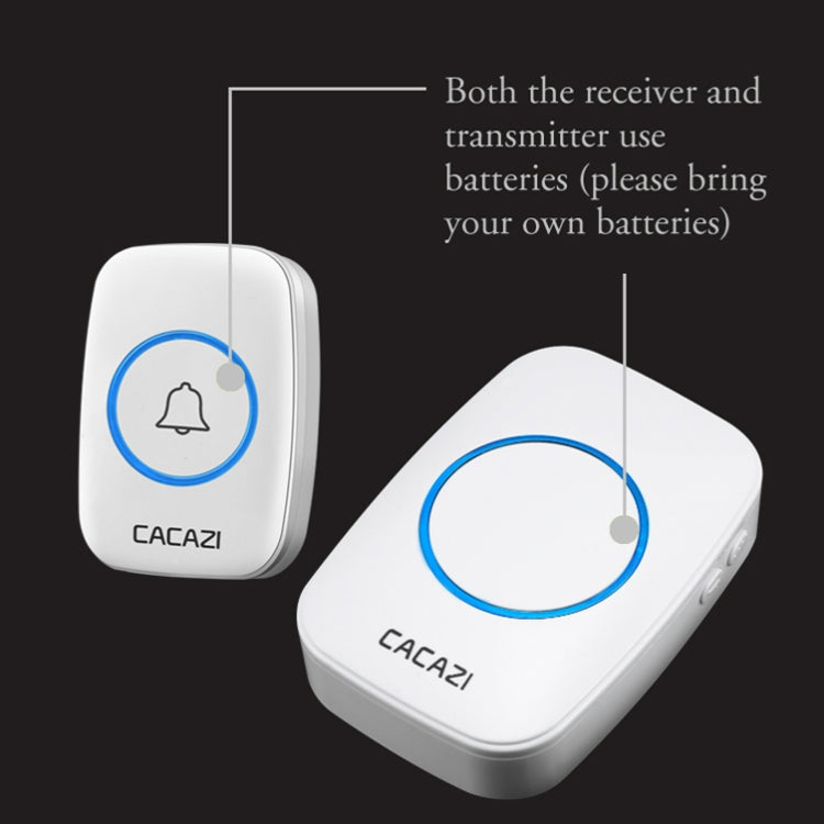 CACAZI A10DC 1 a 2 Tipo de batería Timbre inalámbrico electrónico a prueba de agua inteligente para el hogar, Built-in battery