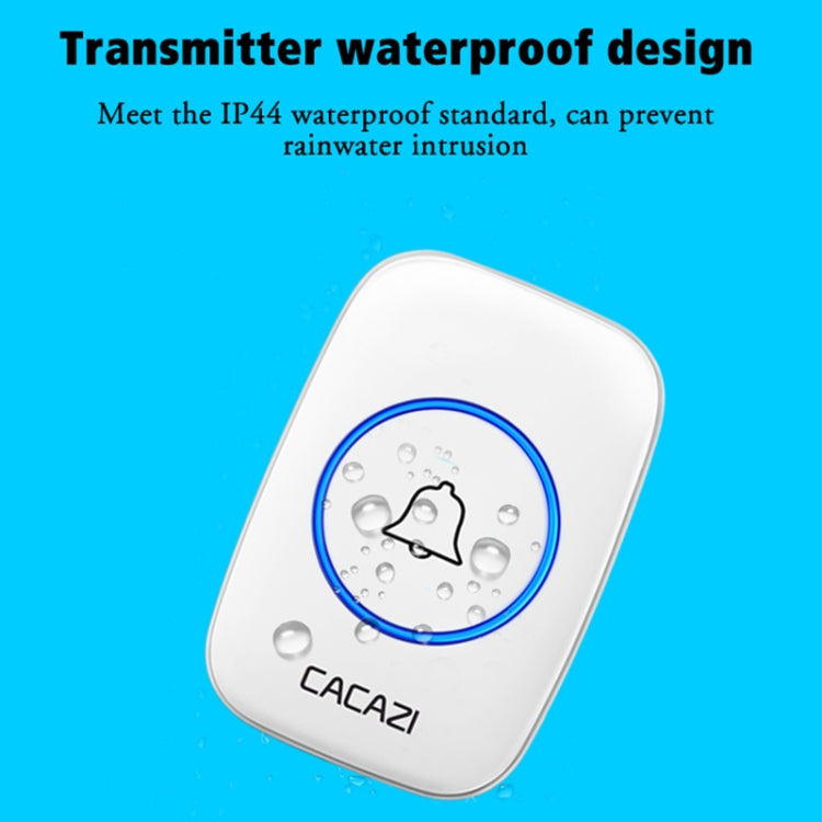 CACAZI A10DC 1 a 2 Tipo de batería Timbre inalámbrico electrónico a prueba de agua inteligente para el hogar, Built-in battery