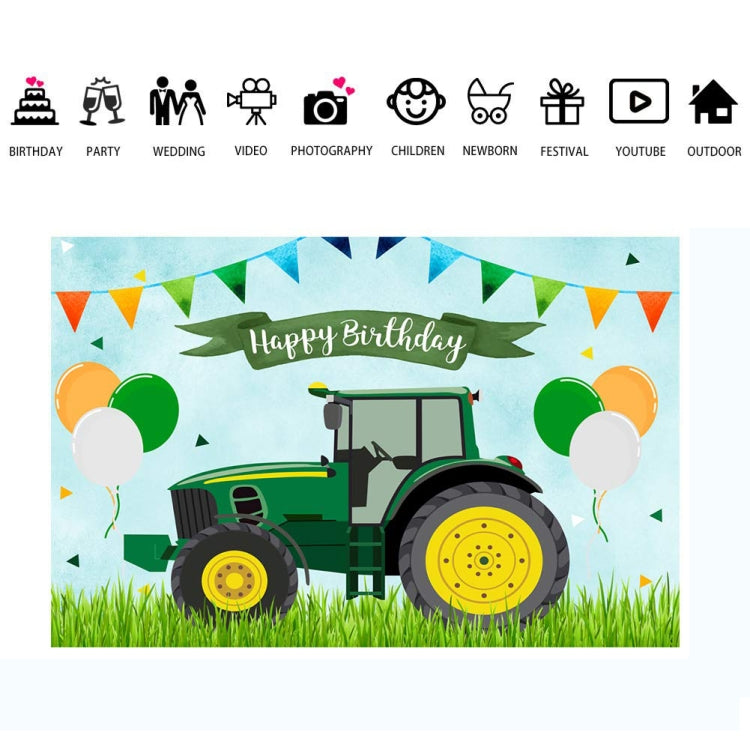 Tractor tema cumpleaños telón de fondo niño granja Feliz cumpleaños Fondo decoraciones de fiesta, 150x100cm, 210x150cm, 180x180cm, 210x180cm