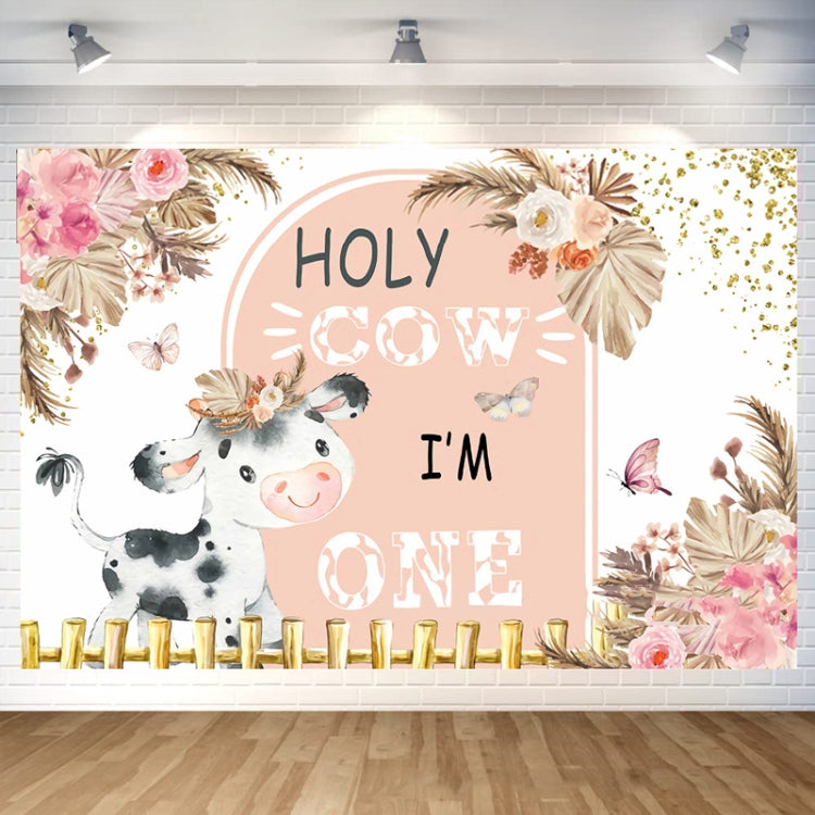 Vaca lechera 1er cumpleaños fiesta decoración Banner colgante bandera fondo tela, 150x100cm, 180x110cm, 180x120cm, 210x150cm