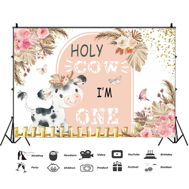 Vaca lechera 1er cumpleaños fiesta decoración Banner colgante bandera fondo tela, 150x100cm, 180x110cm, 180x120cm, 210x150cm