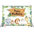 Animal niños cumpleaños fiesta telón de fondo tela tapiz decoración telón de fondo Banner tela, 150x100cm, 180x110cm, 180x180cm, 210x150cm, 210x180cm
