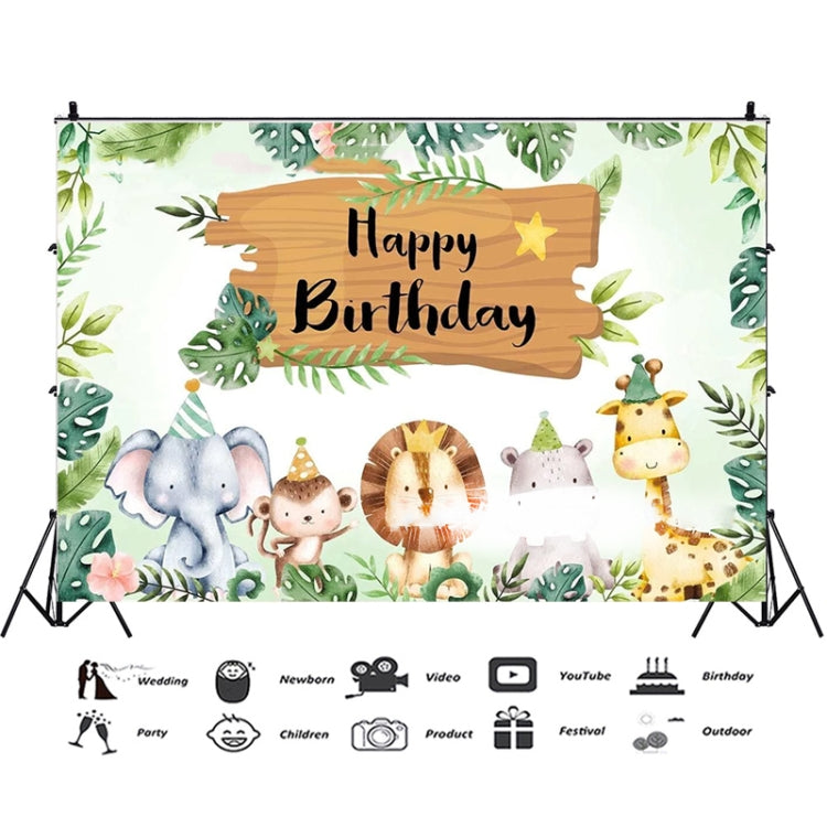 Animal niños cumpleaños fiesta telón de fondo tela tapiz decoración telón de fondo Banner tela, 150x100cm, 180x110cm, 180x180cm, 210x150cm, 210x180cm