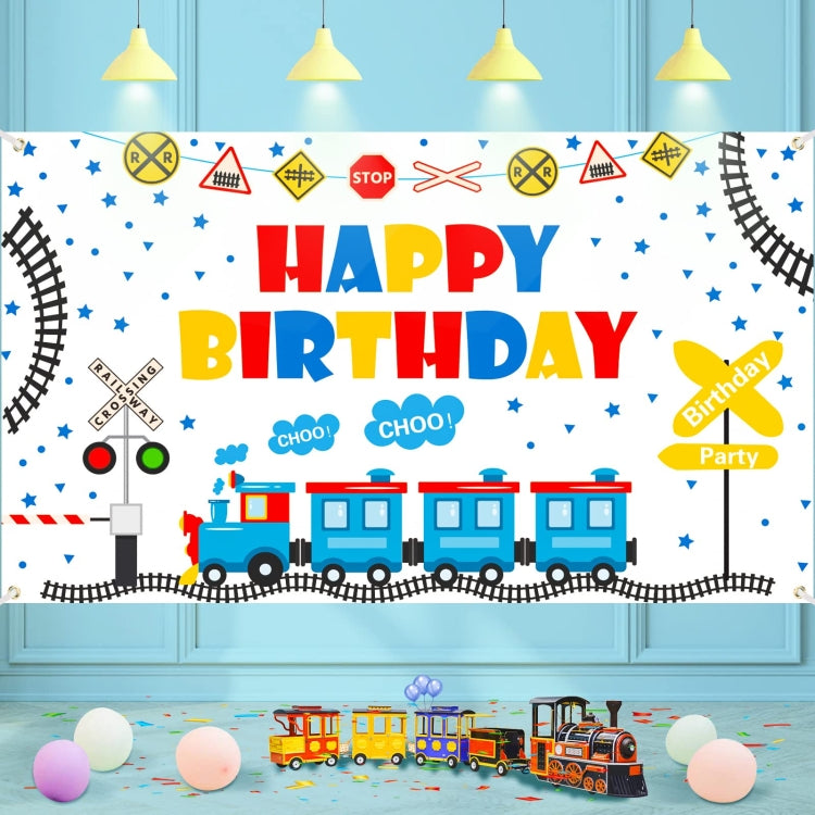 Tren Dibujos Animados Niños Cumpleaños Fondo Tela Faber Decoración, 150x100cm, 180x110cm, 210x150cm, 180x180cm, 210x180cm