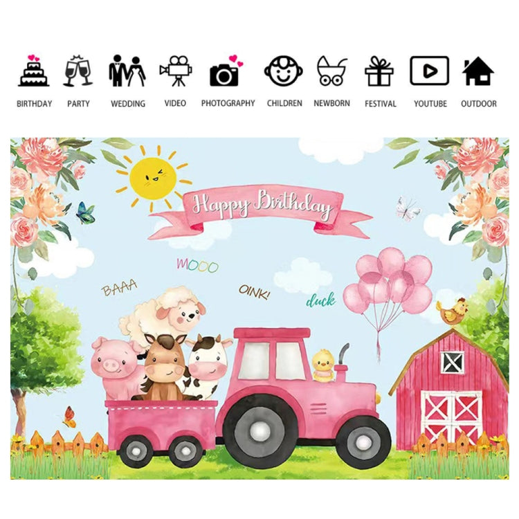 150 x 100 cm Granja Animal Camión Telón de fondo Niño Feliz cumpleaños Fondo Decoraciones para fiestas, 150 x 100cm Farm Animal Truck