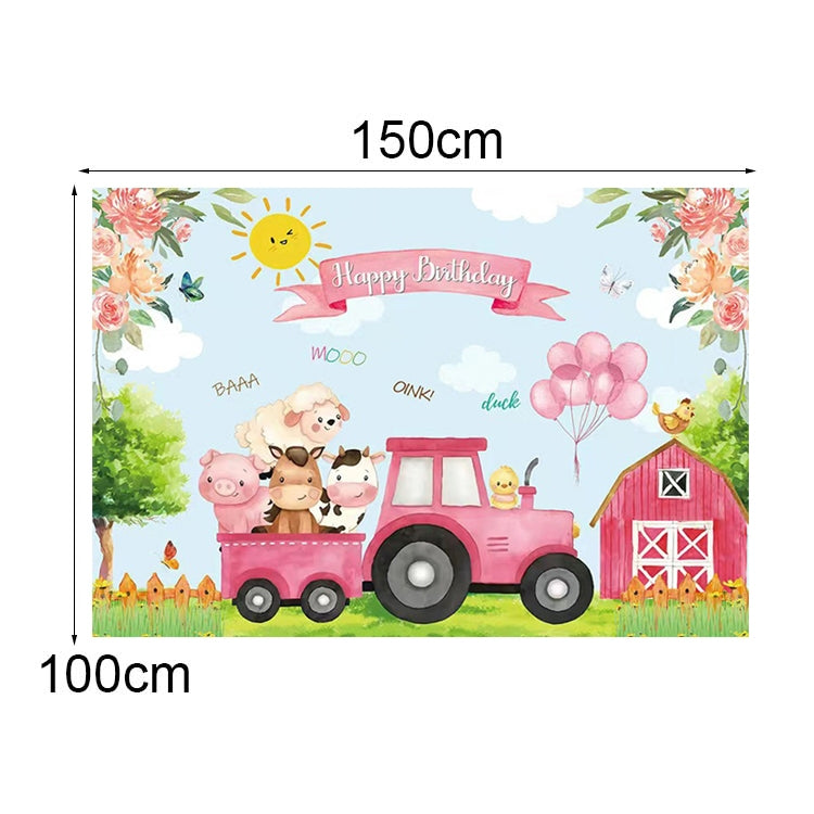 150 x 100 cm Granja Animal Camión Telón de fondo Niño Feliz cumpleaños Fondo Decoraciones para fiestas, 150 x 100cm Farm Animal Truck