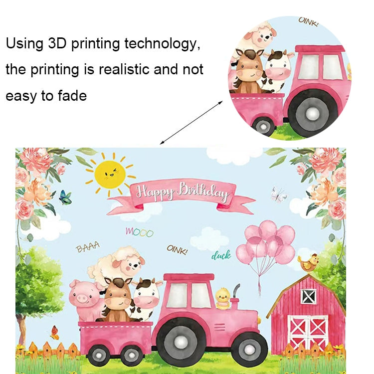 150 x 100 cm Granja Animal Camión Telón de fondo Niño Feliz cumpleaños Fondo Decoraciones para fiestas, 150 x 100cm Farm Animal Truck
