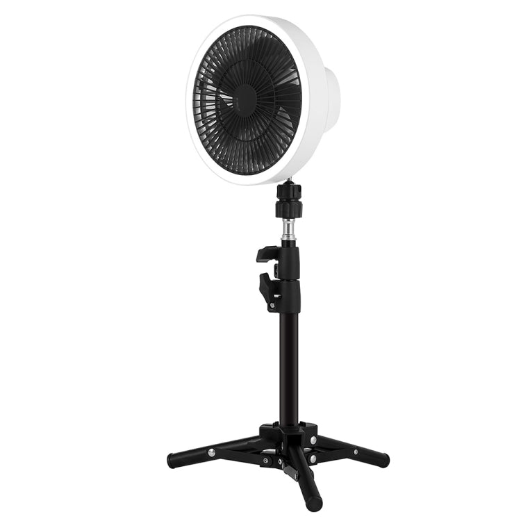 ZK-01 Ventilador de trípode con luz LED para acampar al aire libre de 7 pulgadas Ventilador portátil multifuncional para colgar el banco de energía