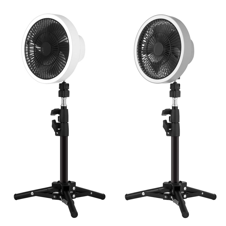 ZK-01 Ventilador de trípode con luz LED para acampar al aire libre de 7 pulgadas Ventilador portátil multifuncional para colgar el banco de energía
