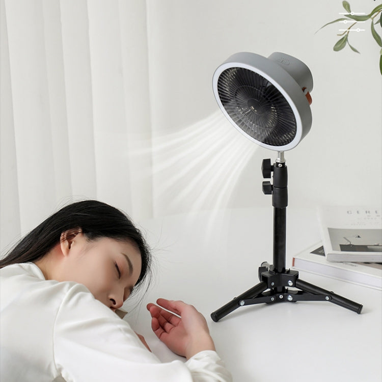 ZK-01 Ventilador de trípode con luz LED para acampar al aire libre de 7 pulgadas Ventilador portátil multifuncional para colgar el banco de energía