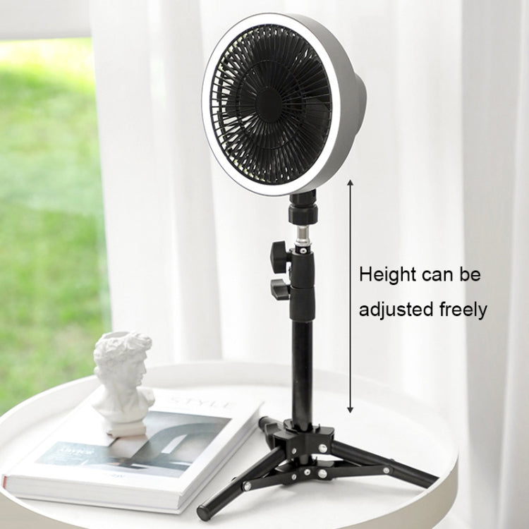 ZK-01 Ventilador de trípode con luz LED para acampar al aire libre de 7 pulgadas Ventilador portátil multifuncional para colgar el banco de energía