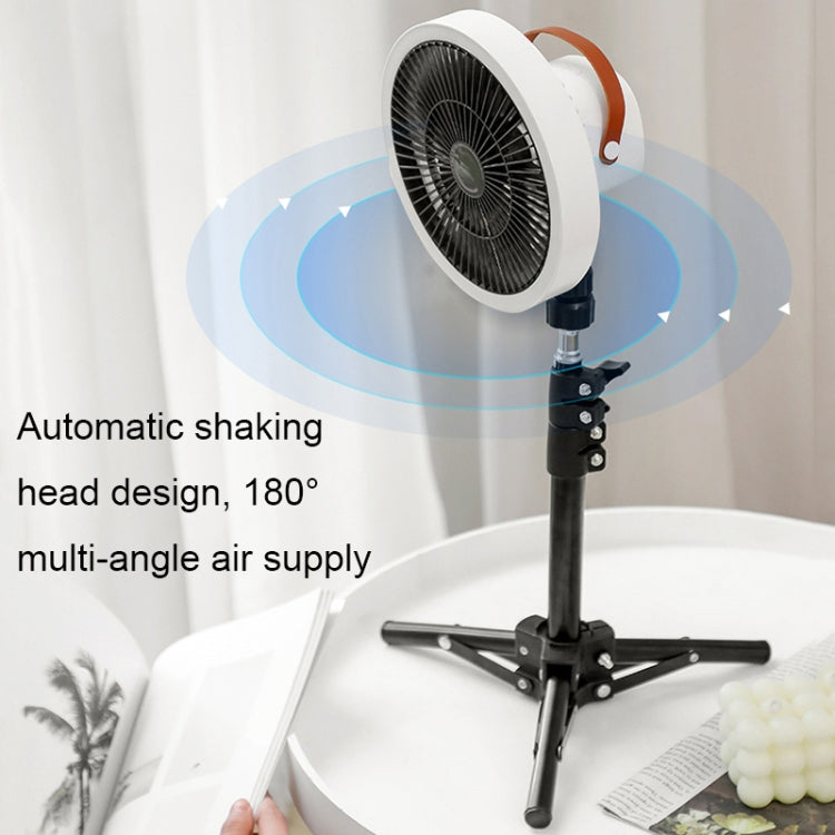 ZK-01 Ventilador de trípode con luz LED para acampar al aire libre de 7 pulgadas Ventilador portátil multifuncional para colgar el banco de energía