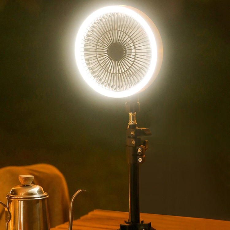 ZK-01 Ventilador de trípode con luz LED para acampar al aire libre de 7 pulgadas Ventilador portátil multifuncional para colgar el banco de energía