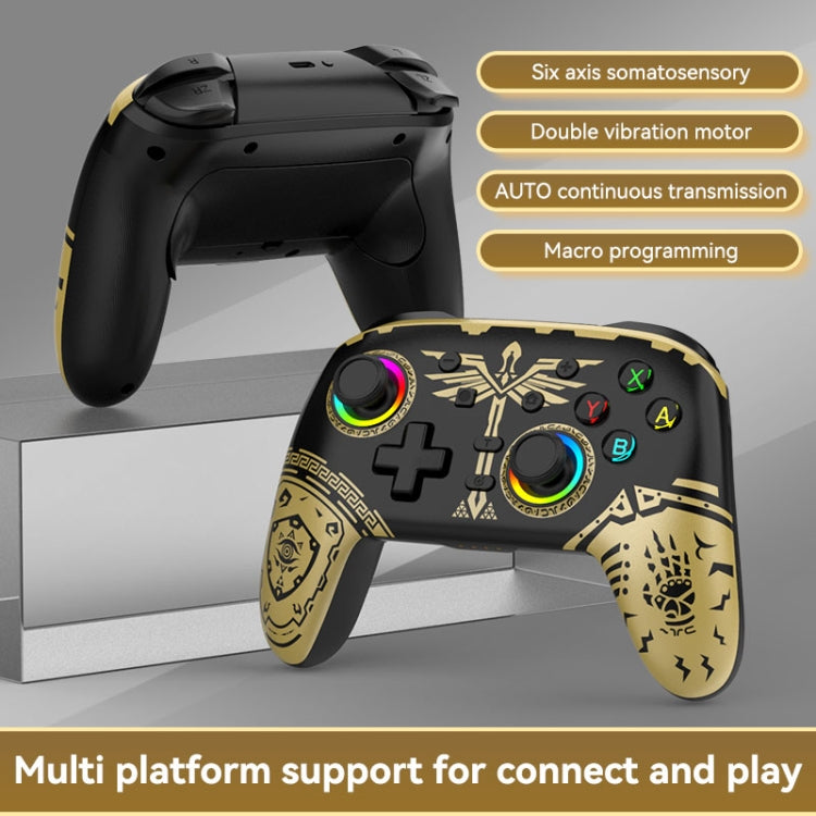 Gamepad de vibración somatosensorial inalámbrico Bluetooth para Nintendo Switch/SwitchPRO, Black Gold, White Green, Black, White