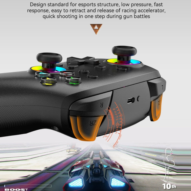 Gamepad de vibración somatosensorial inalámbrico Bluetooth para Nintendo Switch/SwitchPRO, Black Gold, White Green, Black, White