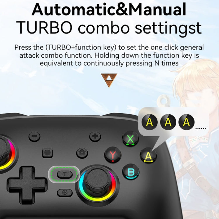 Gamepad de vibración somatosensorial inalámbrico Bluetooth para Nintendo Switch/SwitchPRO, Black Gold, White Green, Black, White
