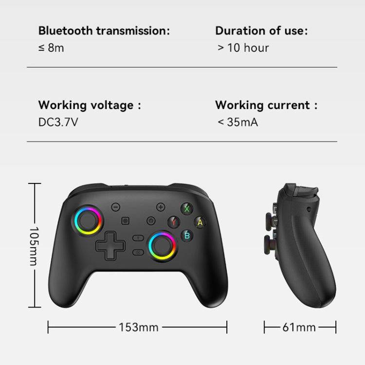 Gamepad de vibración somatosensorial inalámbrico Bluetooth para Nintendo Switch/SwitchPRO, Black Gold, White Green, Black, White