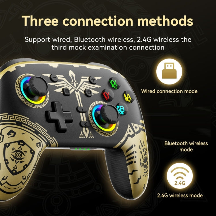 Gamepad de vibración somatosensorial inalámbrico Bluetooth para Nintendo Switch/SwitchPRO, Black Gold, White Green, Black, White