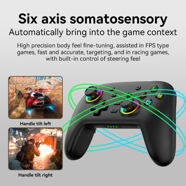 Gamepad de vibración somatosensorial inalámbrico Bluetooth para Nintendo Switch/SwitchPRO, Black Gold, White Green, Black, White