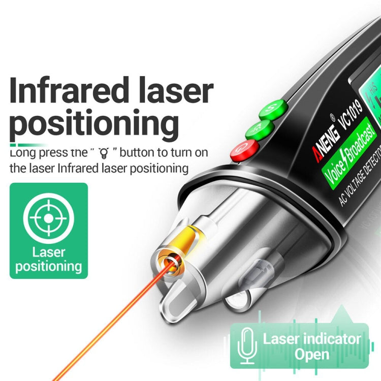 Pluma eléctrica de inducción sin contacto ANENG VC1019, pluma de prueba de voz de punto de interrupción de detección de línea de alta precisión, VC1019