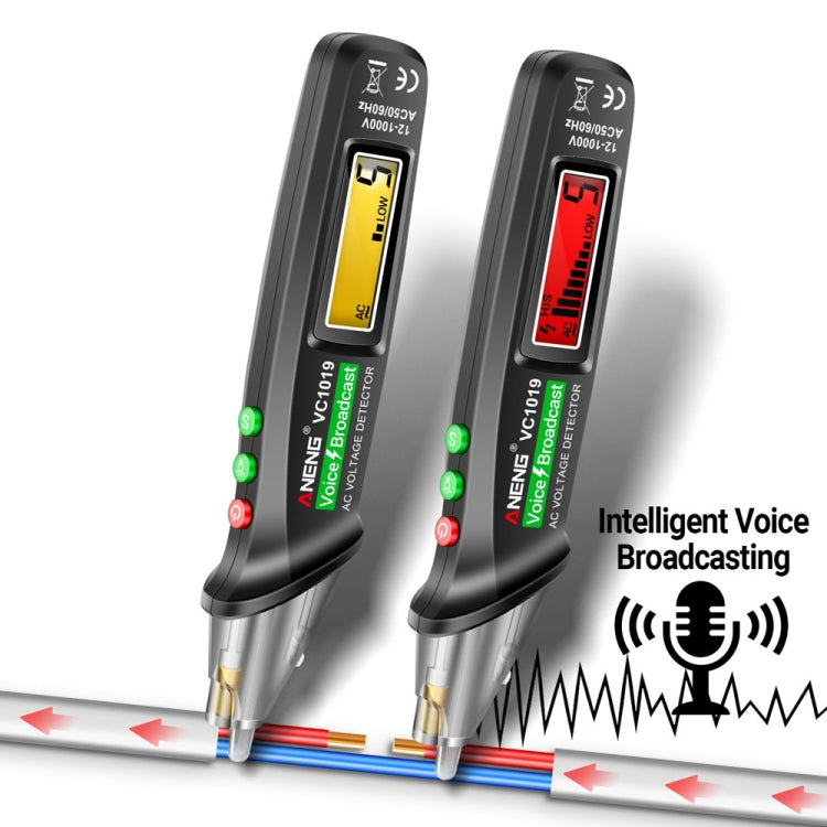 Pluma eléctrica de inducción sin contacto ANENG VC1019, pluma de prueba de voz de punto de interrupción de detección de línea de alta precisión, VC1019