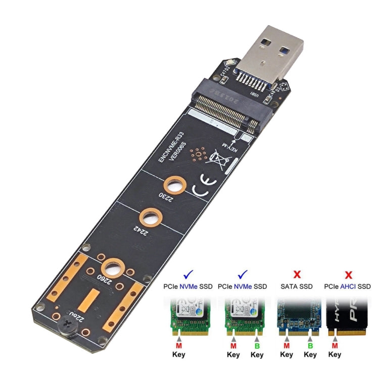 ENCNVME-R33 USB 3.2 Gen 2 10Gbps a NVMe M.2 SSD Adaptador RTL9210 Chips para M Key M2 NVMe, ENCNVME-R33