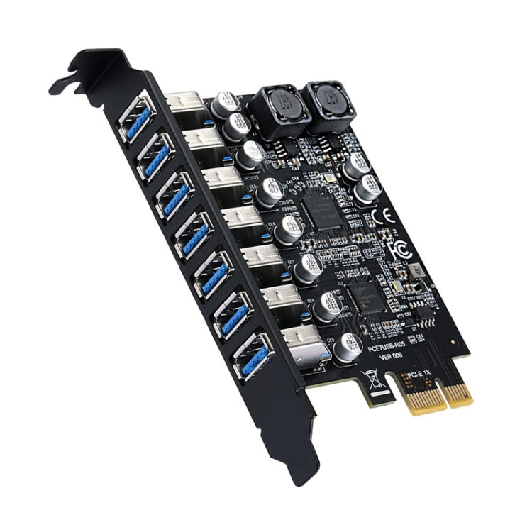 PCE7USB-R05 PCI-E a USB 3.2 GEN1 Tarjeta de expansión de 7 puertos y 19 pines Supervelocidad 5 Gbps, PCE7USB-R05
