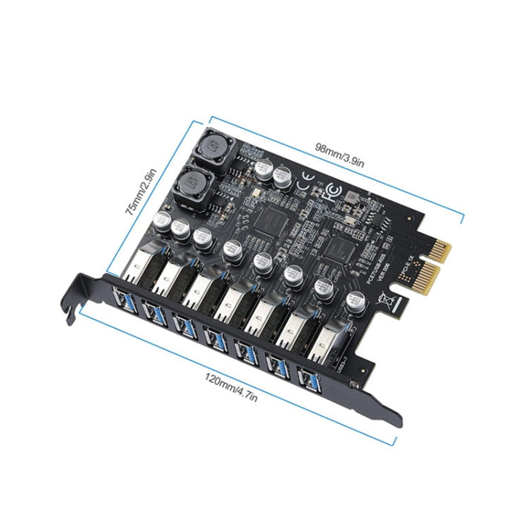 PCE7USB-R05 PCI-E a USB 3.2 GEN1 Tarjeta de expansión de 7 puertos y 19 pines Supervelocidad 5 Gbps, PCE7USB-R05