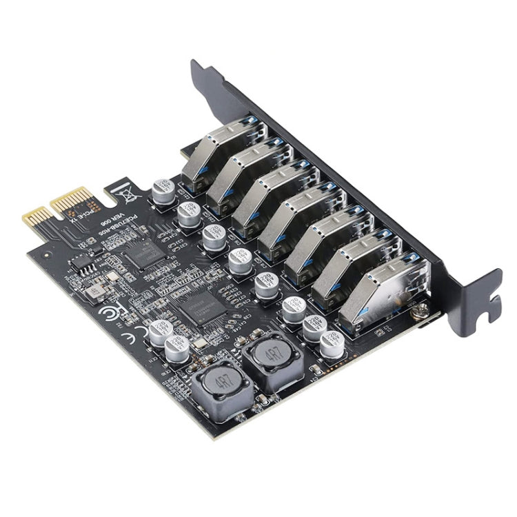 PCE7USB-R05 PCI-E a USB 3.2 GEN1 Tarjeta de expansión de 7 puertos y 19 pines Supervelocidad 5 Gbps, PCE7USB-R05