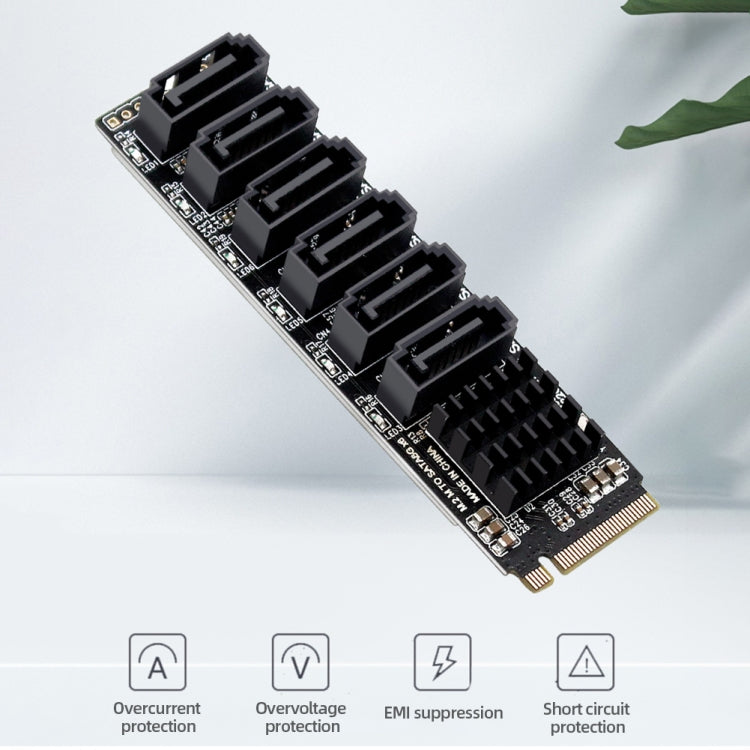 Tarjeta de expansión de transferencia M2 M-KEY PCIE 3,0 a SATA6G, tarjeta adaptadora de expansión de disco duro de 6 puertos, 6 Port