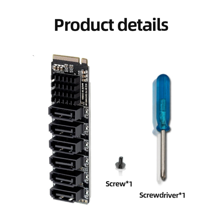 Tarjeta de expansión de transferencia M2 M-KEY PCIE 3,0 a SATA6G, tarjeta adaptadora de expansión de disco duro de 6 puertos, 6 Port